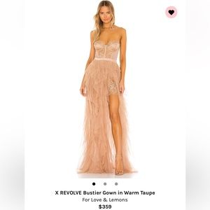 For love and lemons x revolve bustier gown in warm taupe